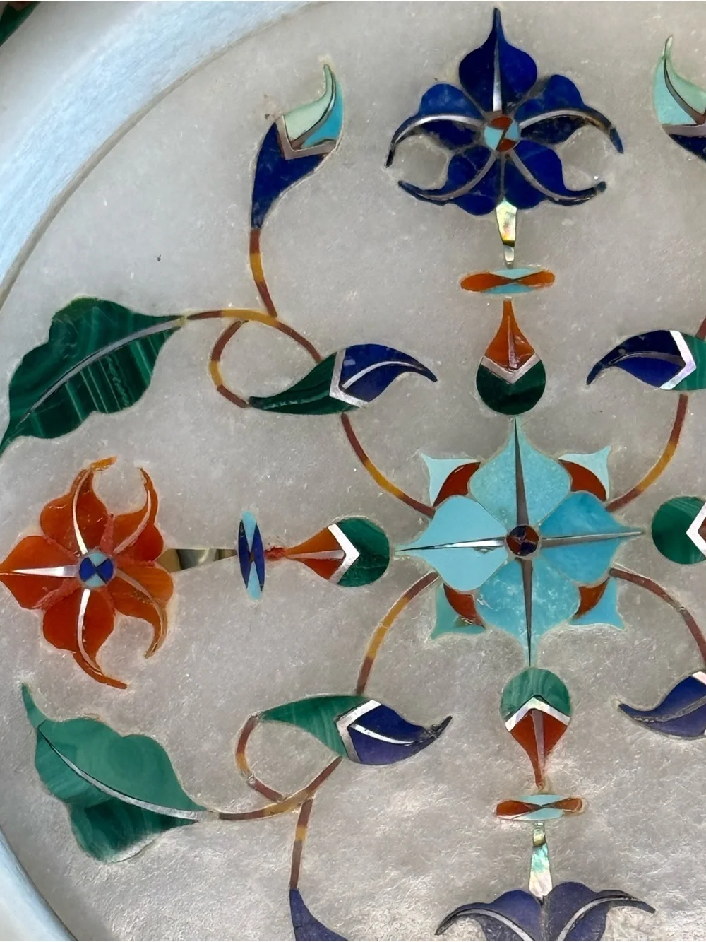 Marble Coaster Set - Pietra Dura Semi-Precious Floral Inlay